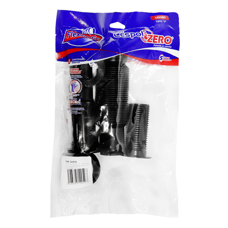Céspol tipo P color negro c/atrapatodo y ext .55c Fleximatic